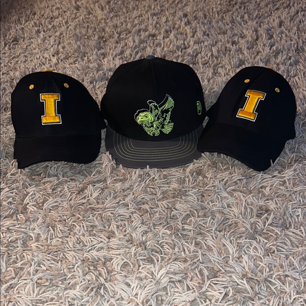 Lot of Iowa Hawkeye hats 2 fitted and 1 SnapBack